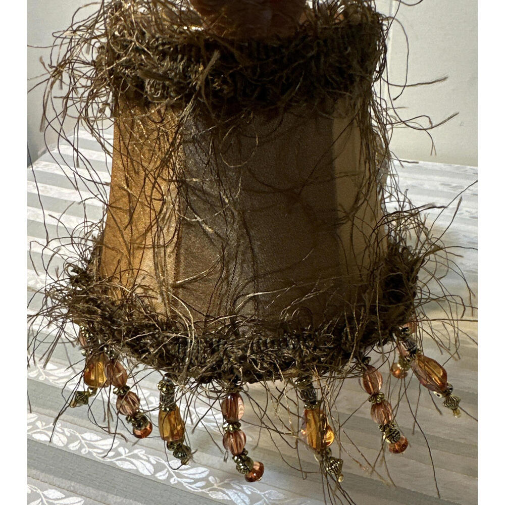 Jane Seymour The Pacific Floral Collec Coral Canyon 2 Silk Fringe Beads Lamp Shd